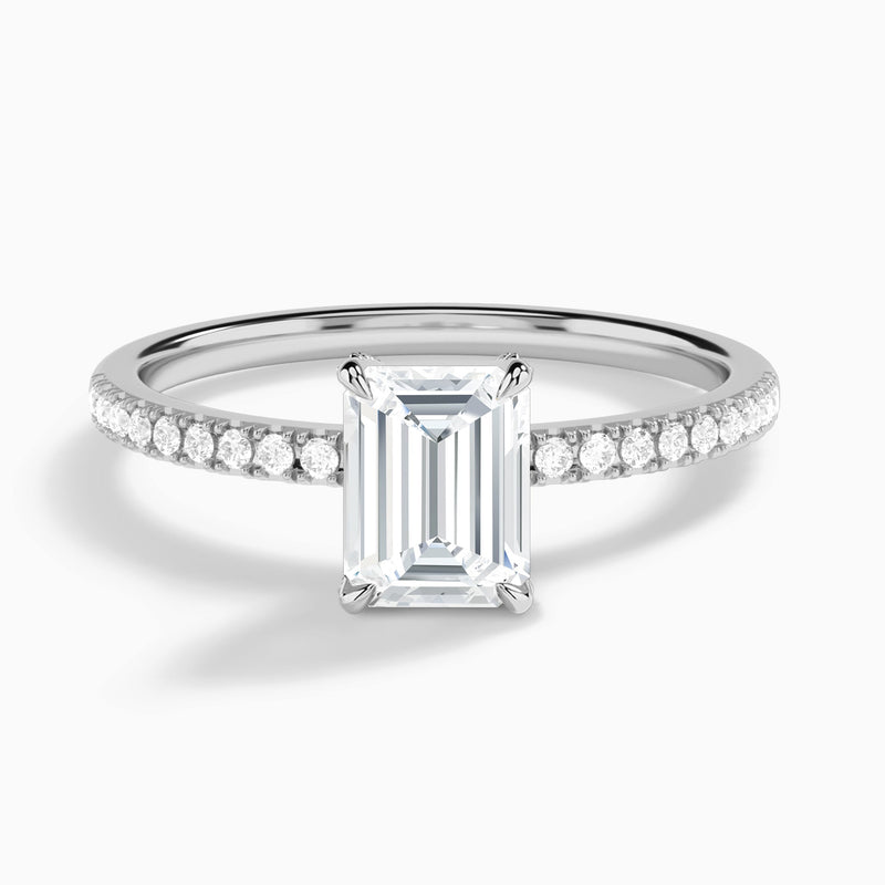 Emerald Valentina Pavé Lab Diamond Engagement Ring In 14K White Gold