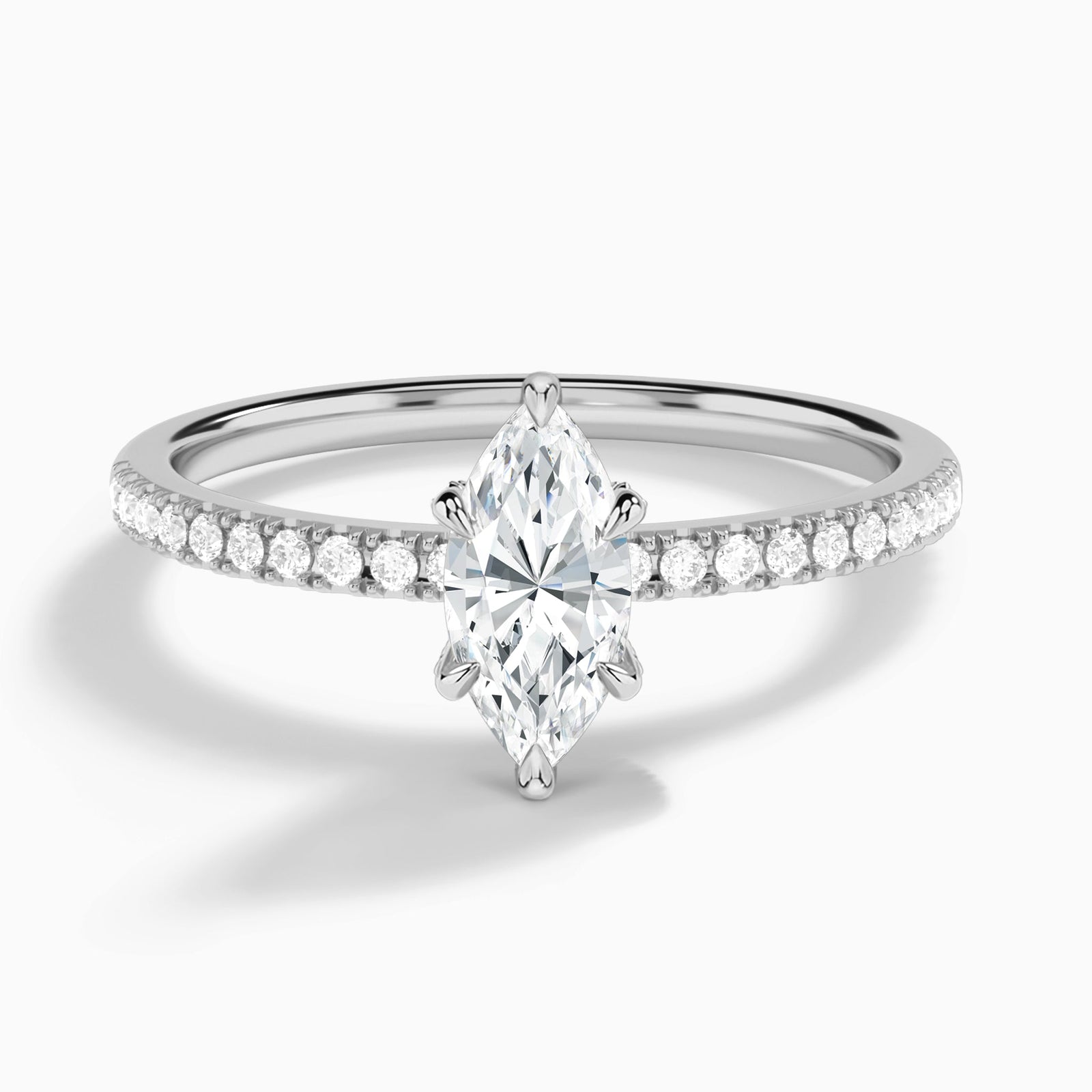 Marquise Valentina Pavé Lab Diamond Engagement Ring In 14K White Gold - Lucenjuri