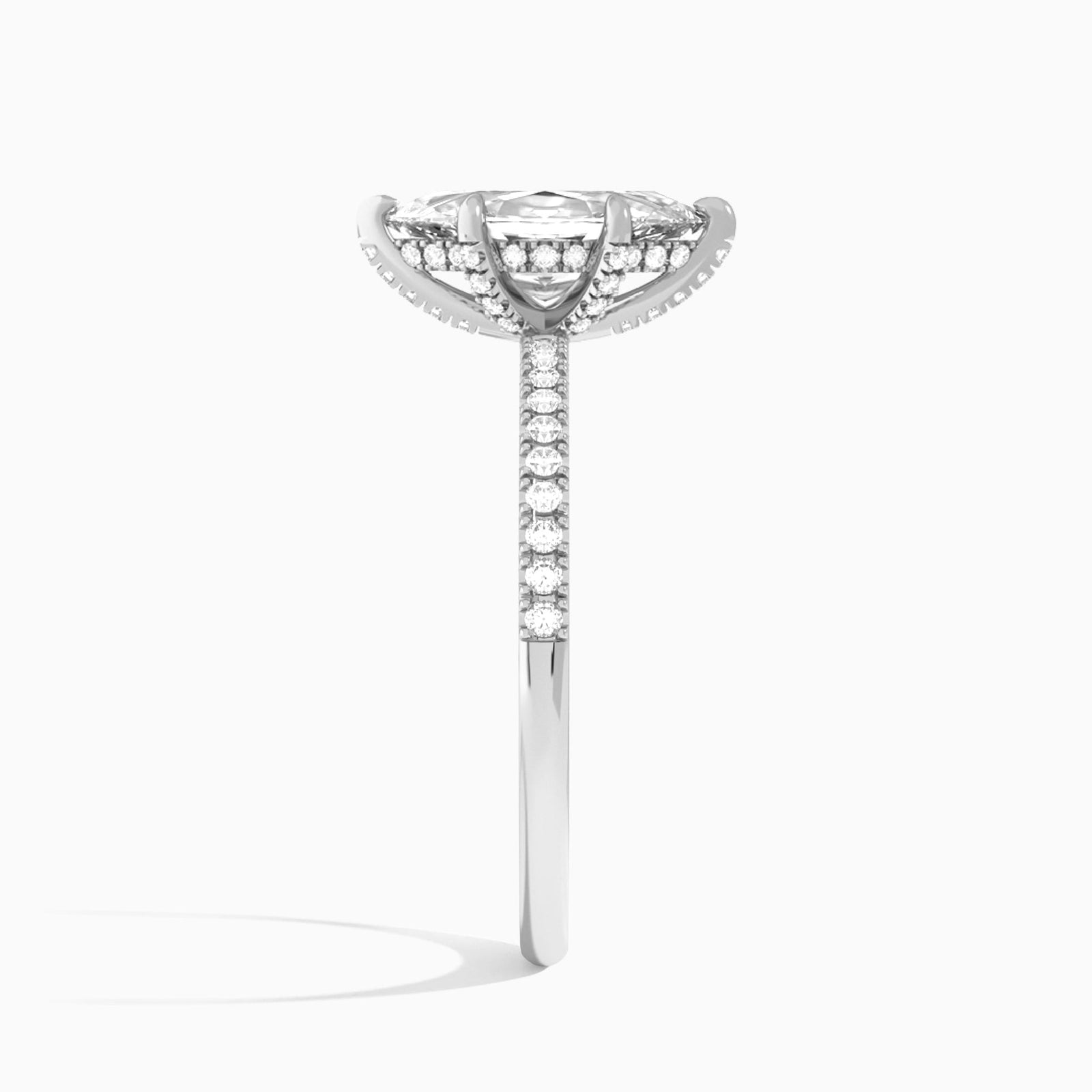 Marquise Valentina Pavé Lab Diamond Engagement Ring In 14K White Gold, Side View