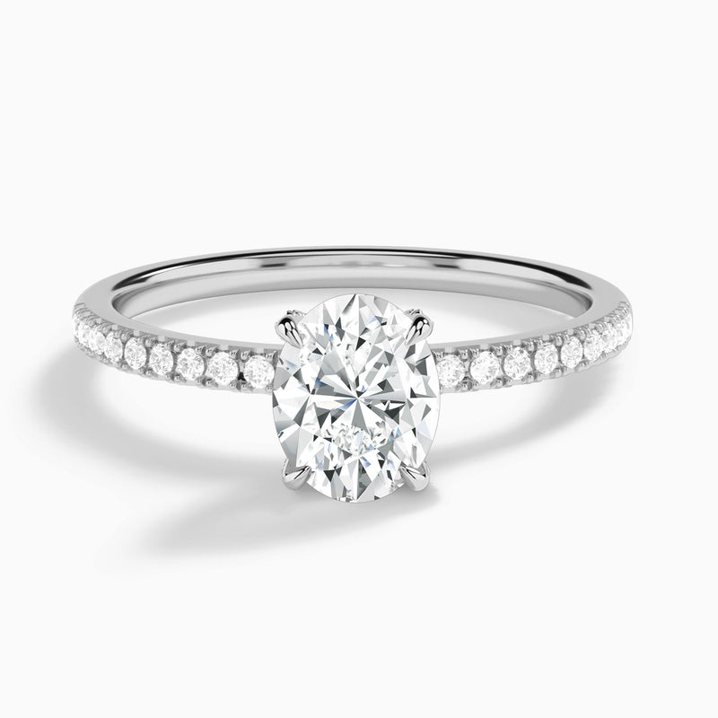 Oval Valentina Pavé Lab Diamond Engagement Ring In 18K White Gold - Lucenjuri