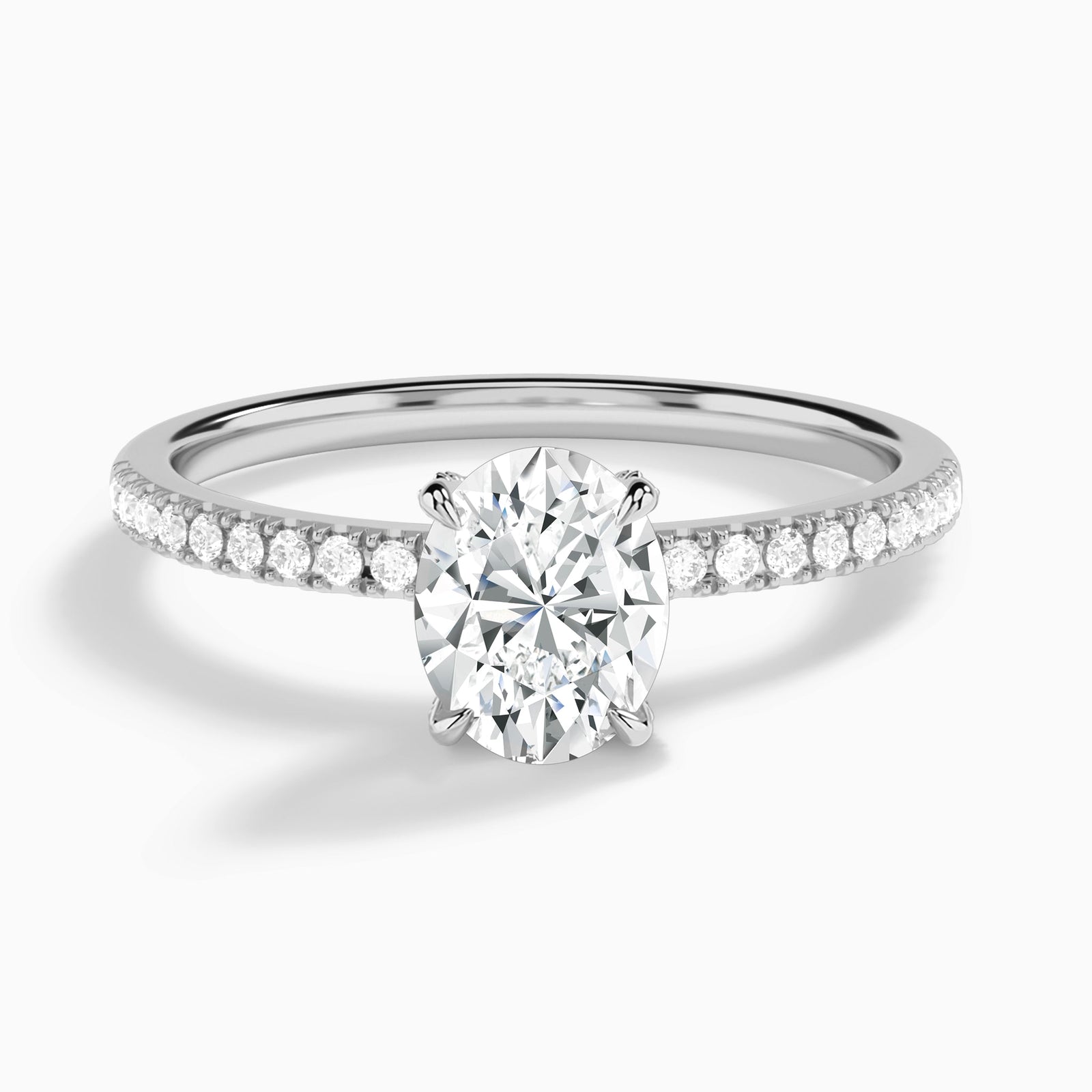 Oval Valentina Pavé Lab Diamond Engagement Ring In 14K White Gold - Lucenjuri