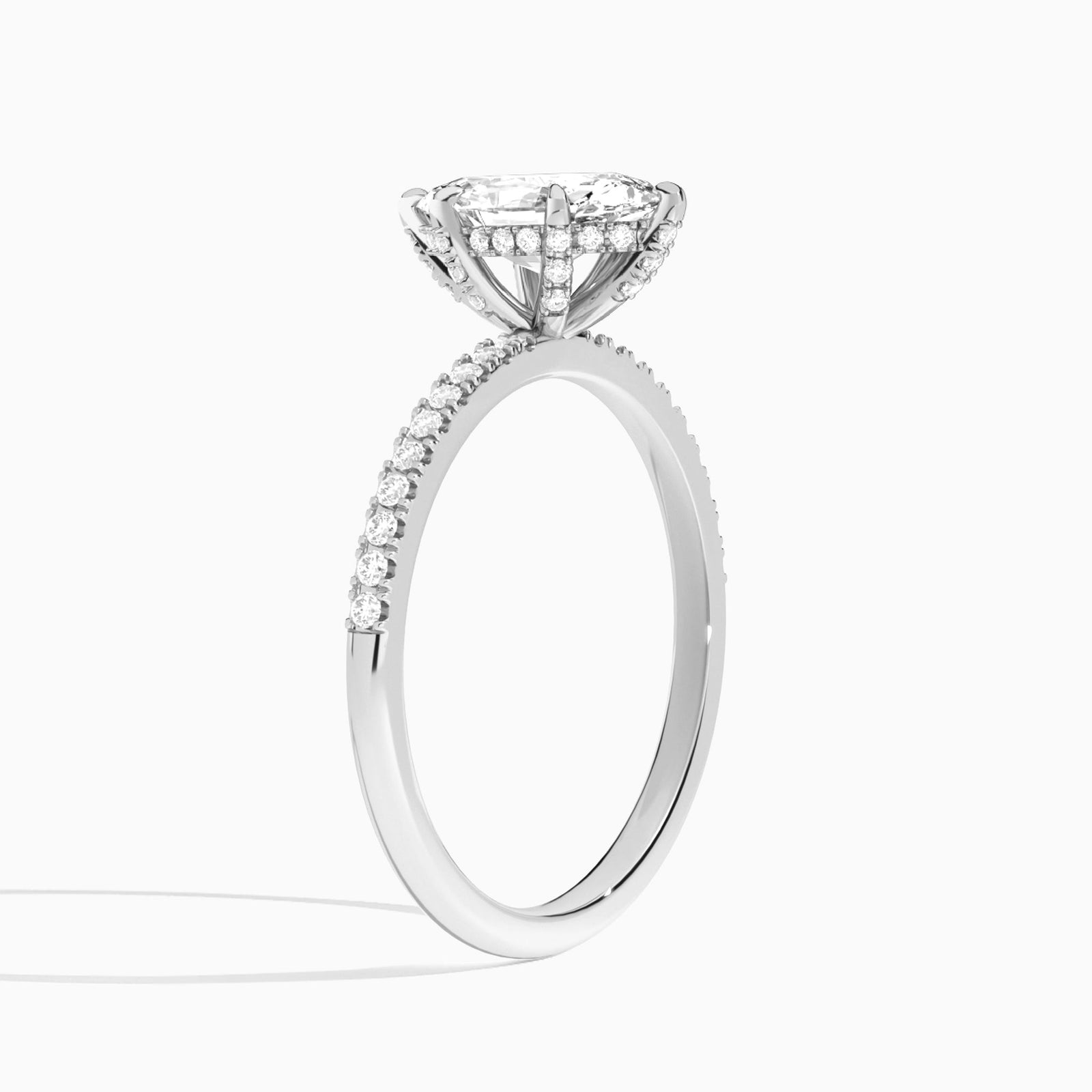 Pear Valentina Pavé Lab Diamond Engagement Ring In 14K White Gold, Angle View