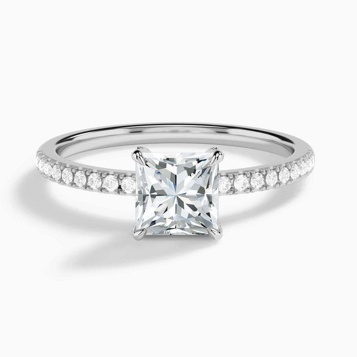 Princess Valentina Pavé Lab Diamond Engagement Ring In 18K White Gold - Lucenjuri