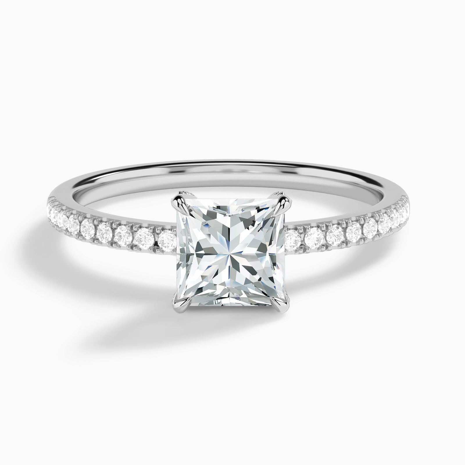 Princess Valentina Pavé Lab Diamond Engagement Ring In 18K White Gold - Lucenjuri