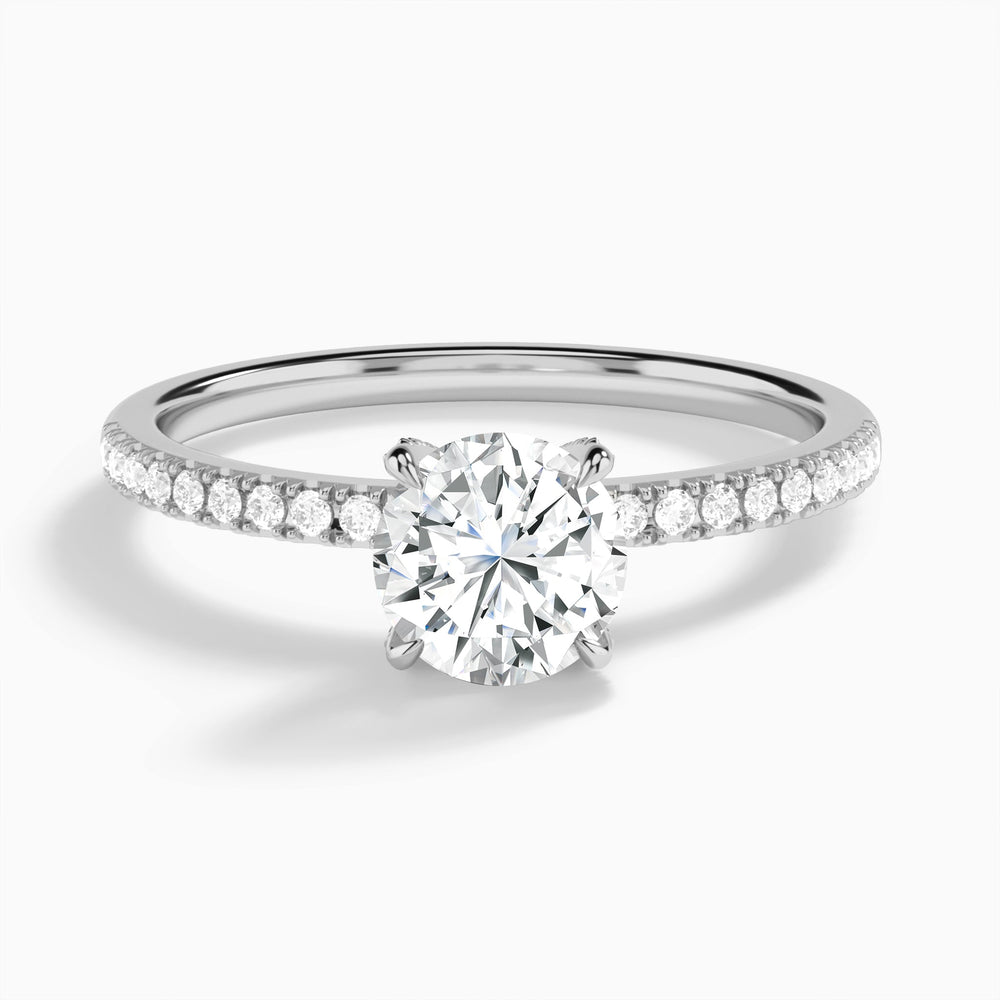 Round Valentina Pavé Lab Diamond Engagement Ring In 14K White Gold - Lucenjuri