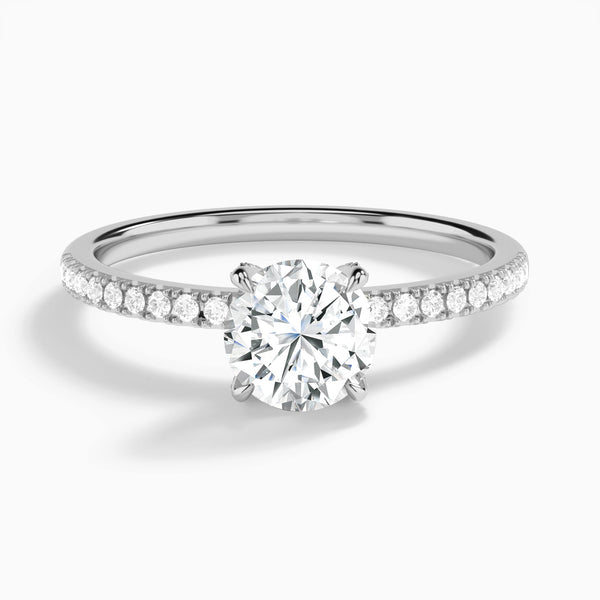 Round Valentina Pavé Lab Diamond Engagement Ring In 14K White Gold - Lucenjuri