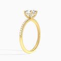 Cushion Valentina Pavé Lab Diamond Engagement Ring In 14K Yellow Gold, Angle View