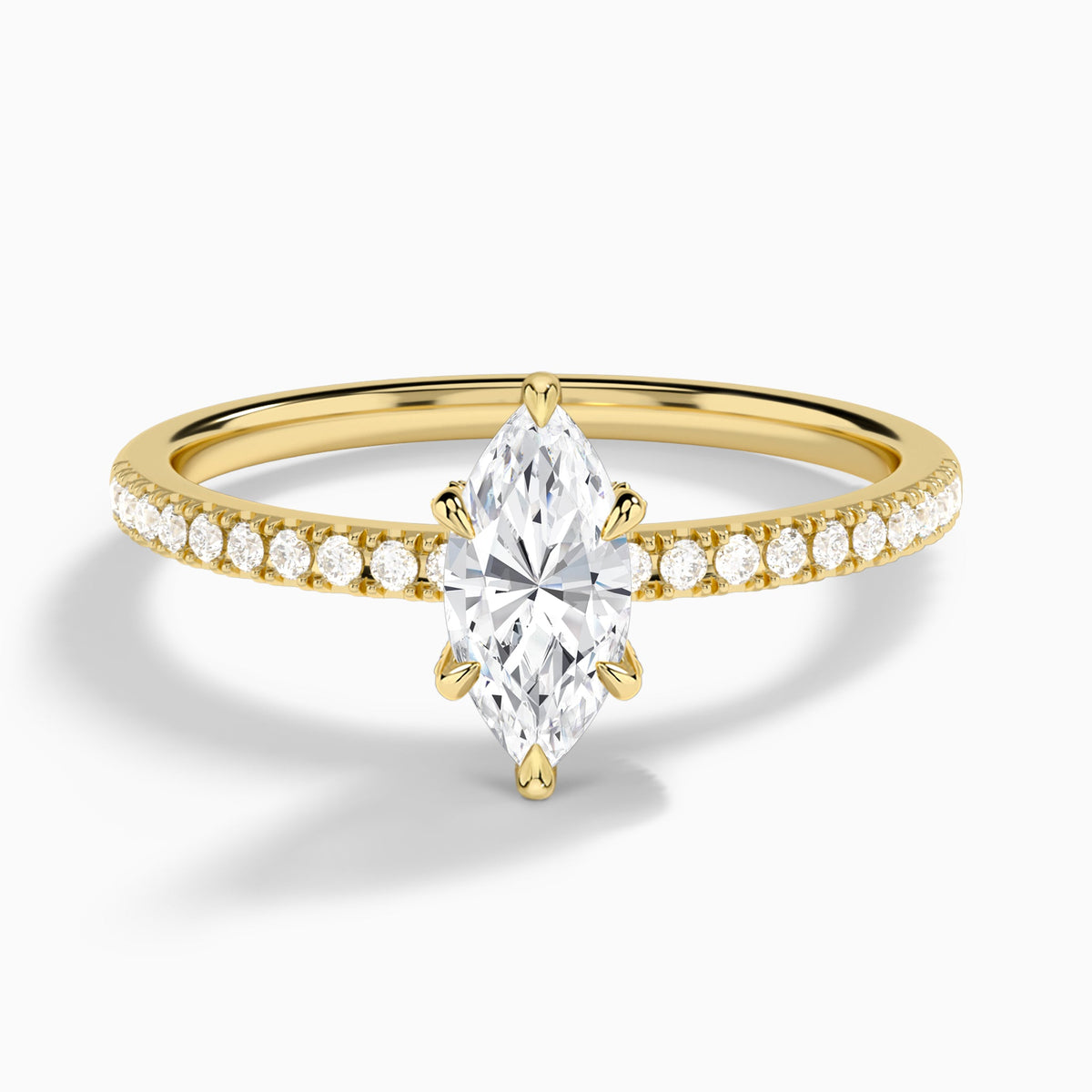 Marquise Valentina Pavé Lab Diamond Engagement Ring In 14K Yellow Gold - Lucenjuri
