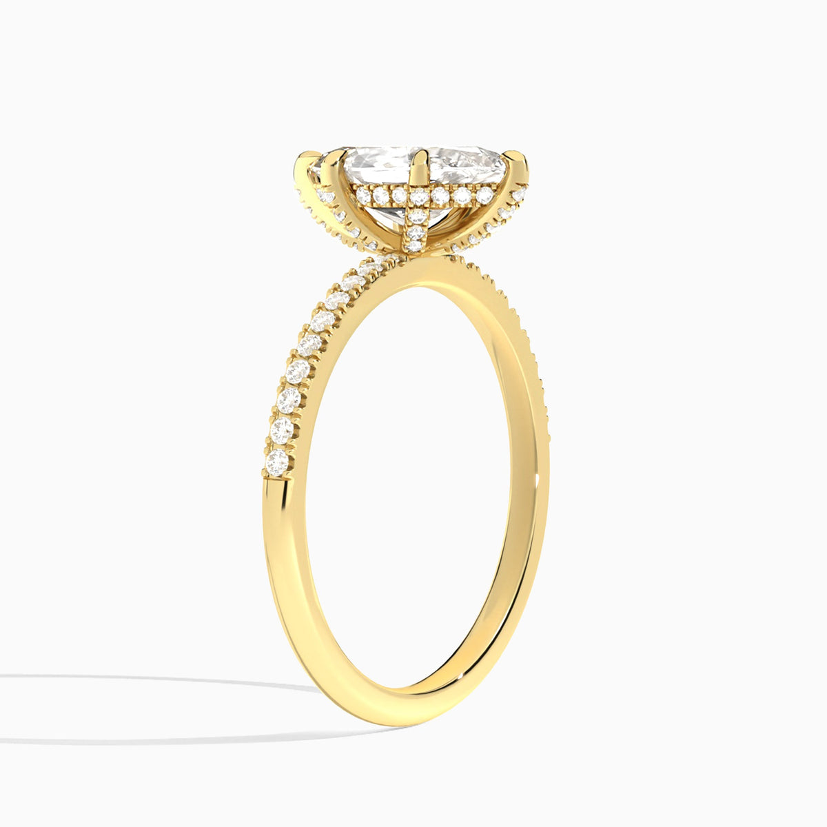 Marquise Valentina Pavé Lab Diamond Engagement Ring In 14K Yellow Gold, Angle View