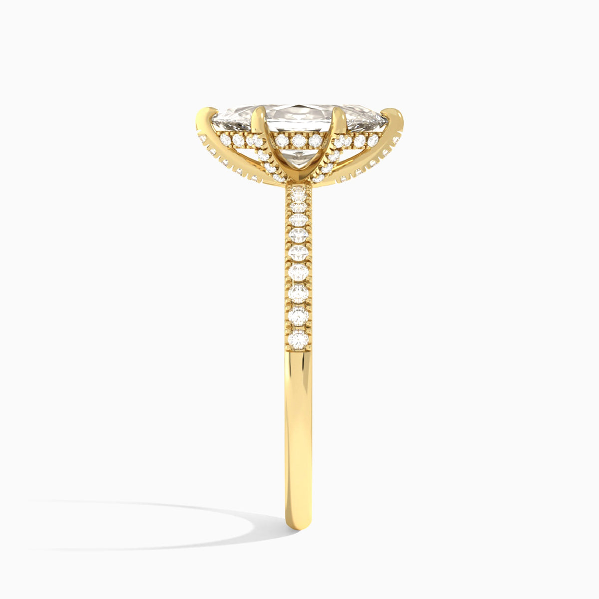 Marquise Valentina Pavé Lab Diamond Engagement Ring In 18K Yellow Gold, Side View
