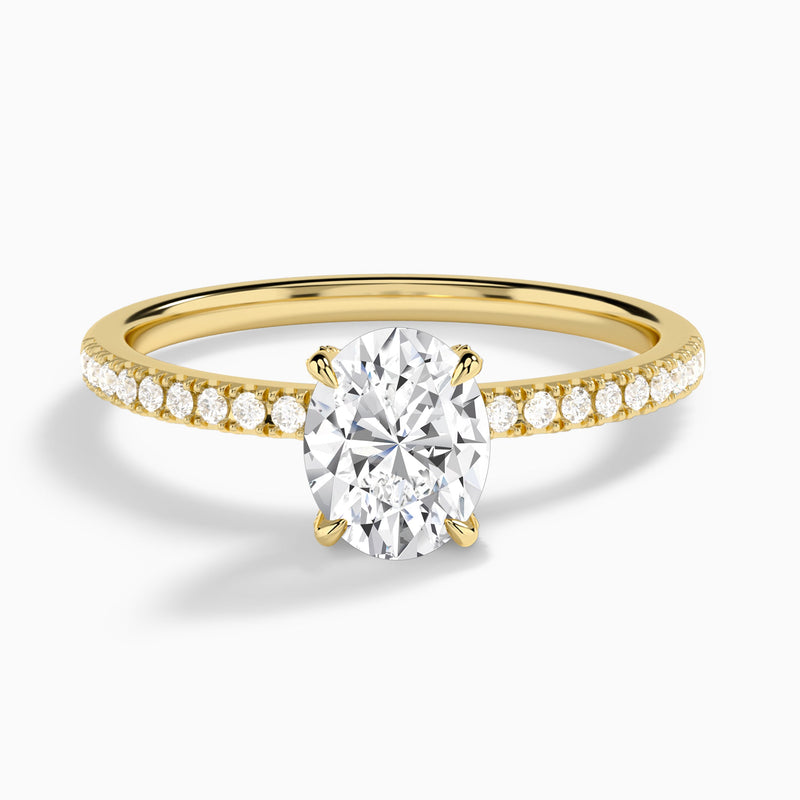 Oval Valentina Pavé Lab Diamond Engagement Ring In 14K Yellow Gold - Lucenjuri