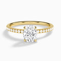 Oval Valentina Pavé Lab Diamond Engagement Ring In 14K Yellow Gold - Lucenjuri