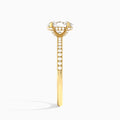 Oval Valentina Pavé Lab Diamond Engagement Ring In 14K Yellow Gold, Side View