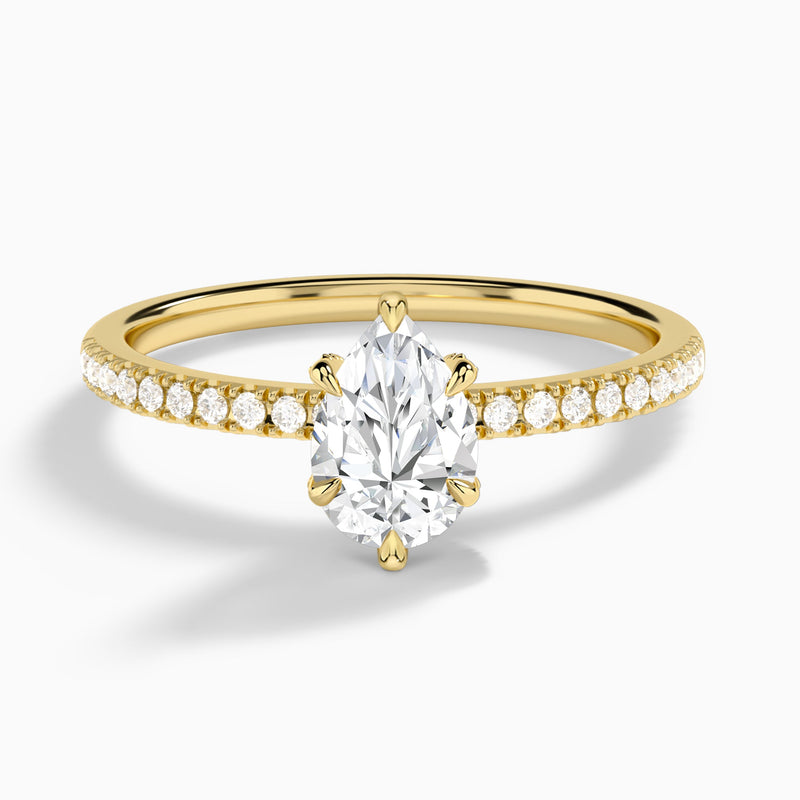 Pear Valentina Pavé Lab Diamond Engagement Ring In 18K Yellow Gold - Lucenjuri