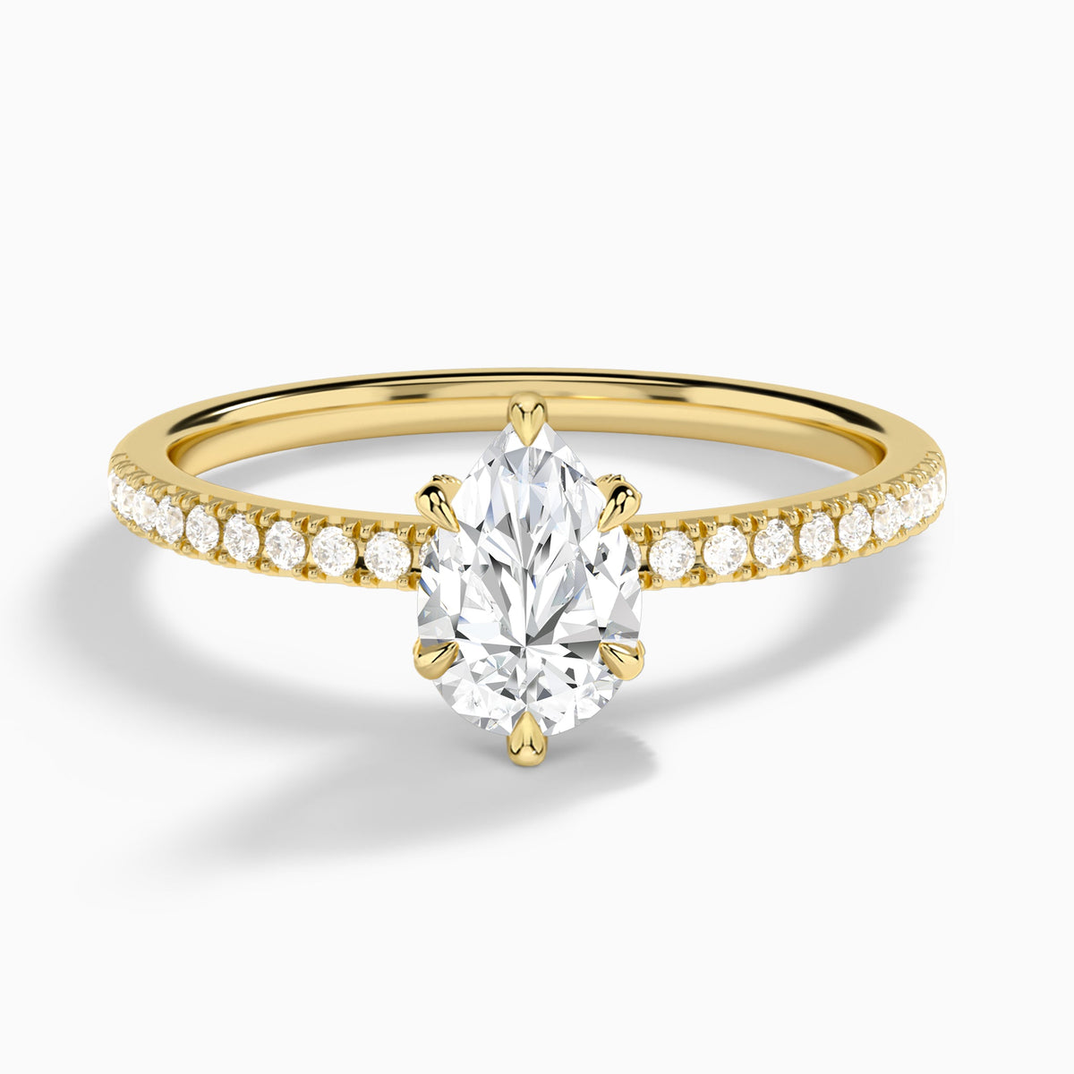 Pear Valentina Pavé Lab Diamond Engagement Ring In 18K Yellow Gold - Lucenjuri
