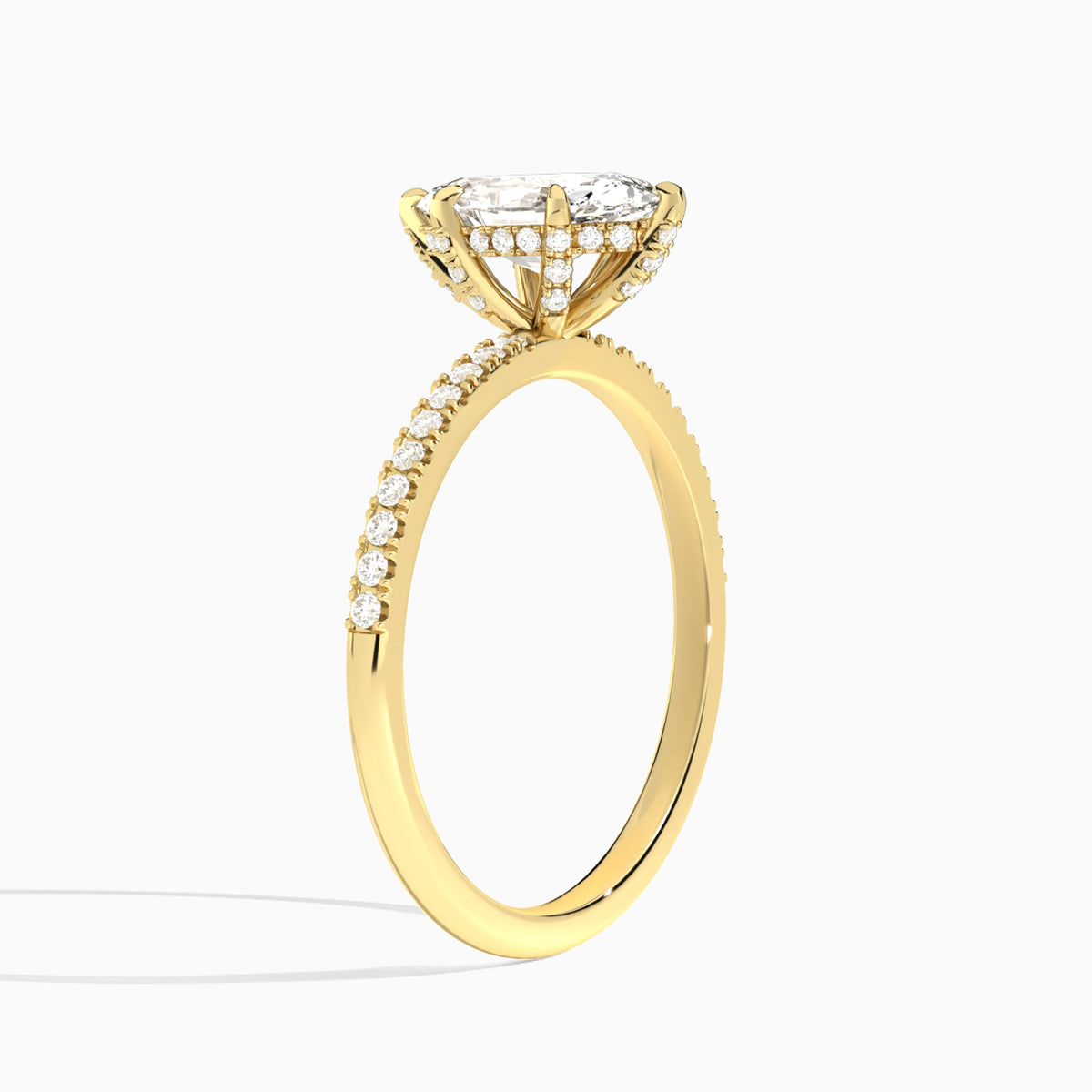 Pear Valentina Pavé Lab Diamond Engagement Ring In 14K Yellow Gold, Angle View