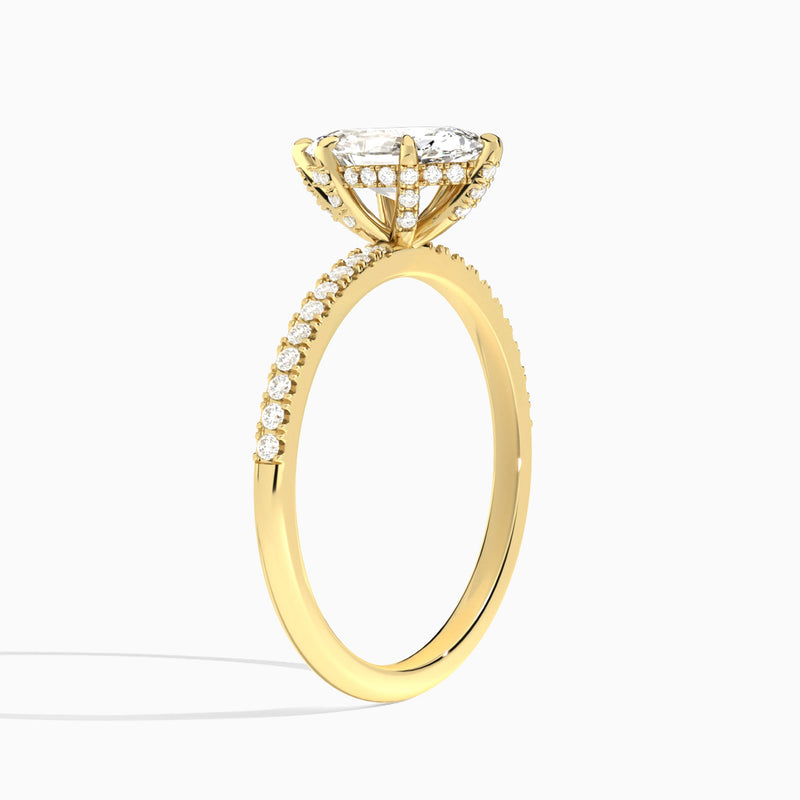 Pear Valentina Pavé Lab Diamond Engagement Ring In 18K Yellow Gold, Angle View