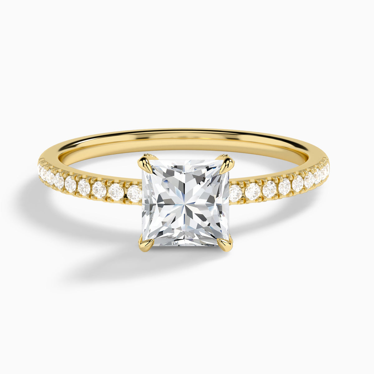 Princess Valentina Pavé Lab Diamond Engagement Ring In 14K Yellow Gold - Lucenjuri