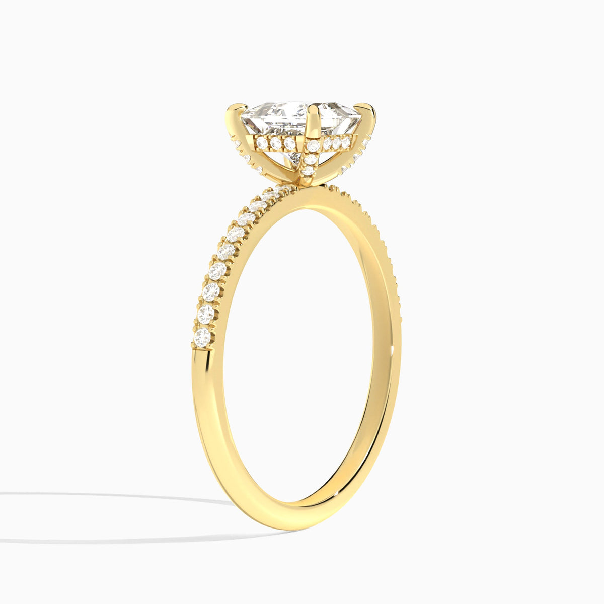 Princess Valentina Pavé Lab Diamond Engagement Ring In 14K Yellow Gold, Angle View