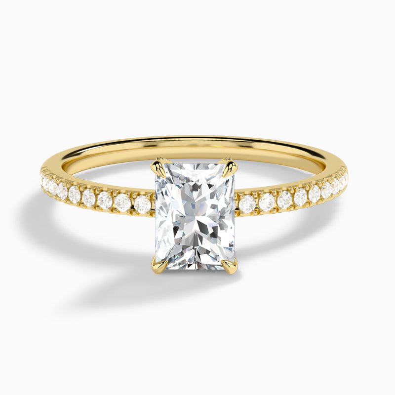 Radiant Valentina Pavé Lab Diamond Engagement Ring In 14K Yellow Gold - Lucenjuri