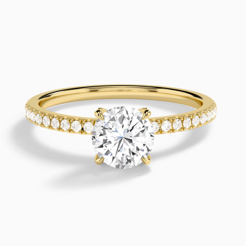 Round Valentina Pavé Lab Diamond Engagement Ring In 18K Yellow Gold - Lucenjuri