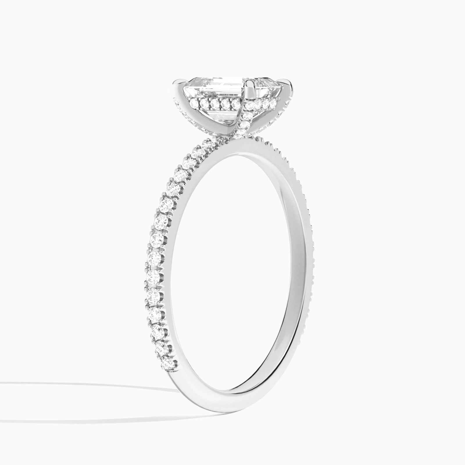 Emerald Luxe Valentina Pavé Lab Grown Diamond Engagement Ring In Platinum, Angle View