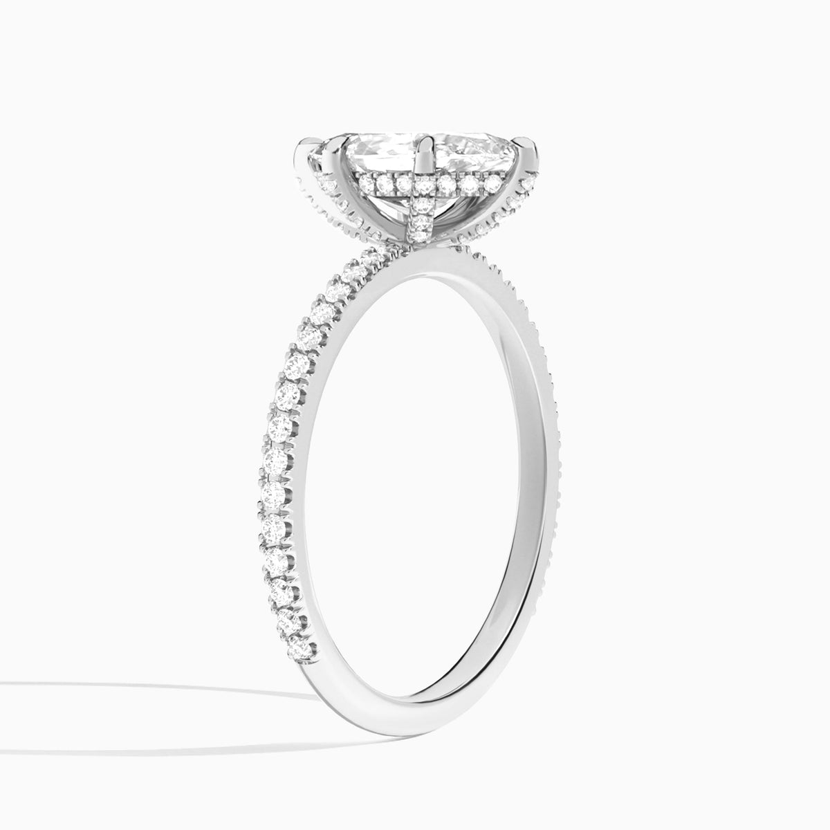 Marquise Luxe Valentina Pavé Lab Grown Diamond Engagement Ring In Platinum, Angle View