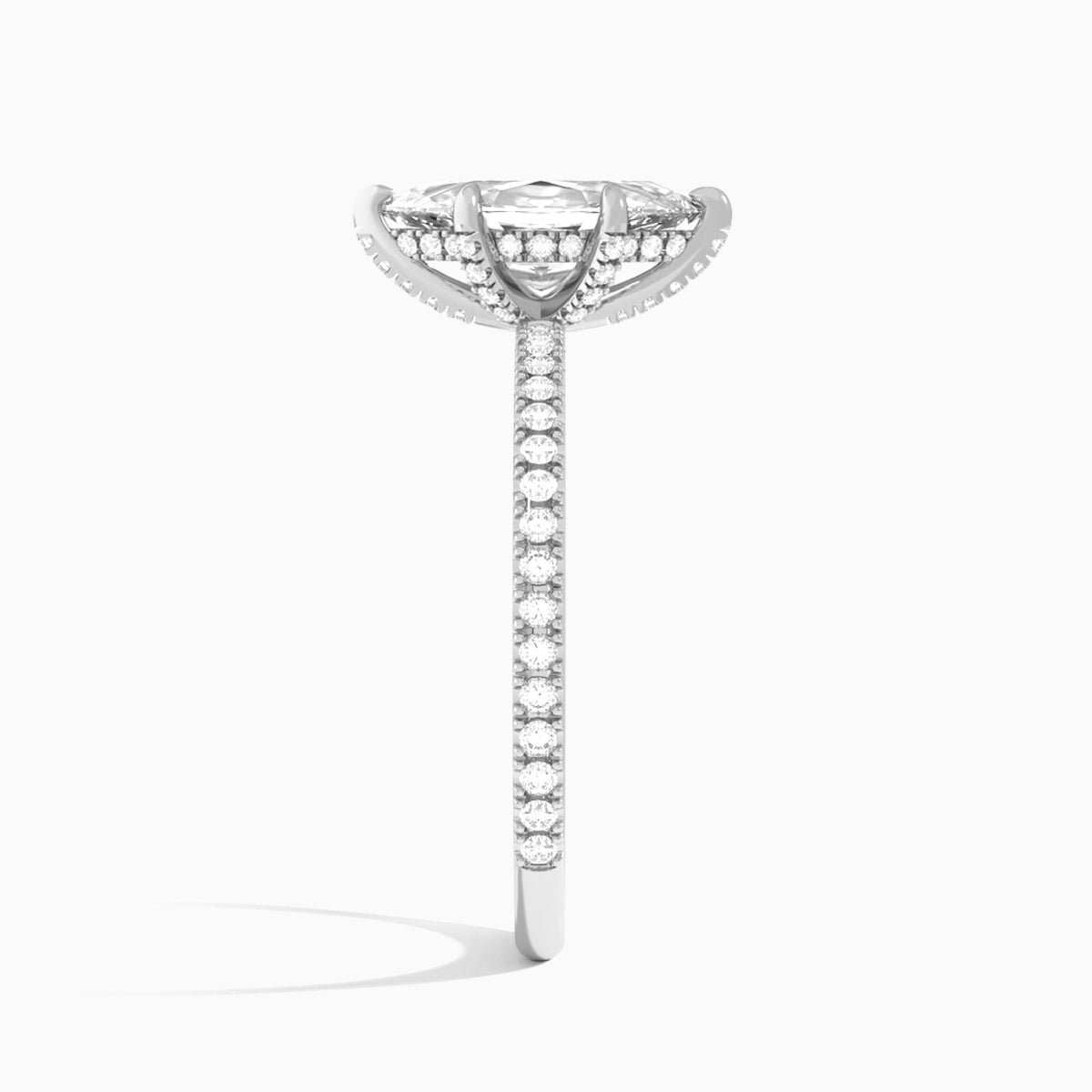 Marquise Luxe Valentina Pavé Lab Grown Diamond Engagement Ring In Platinum, Side View