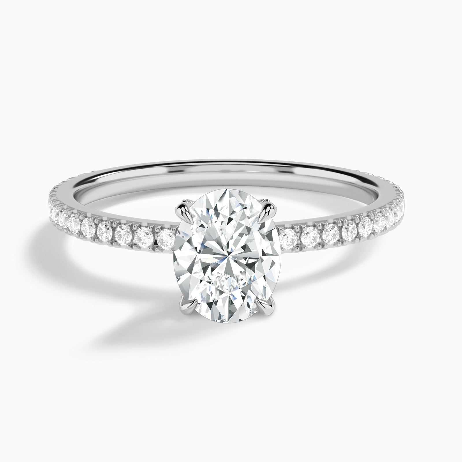 Oval Luxe Valentina Pavé Lab Grown Diamond Engagement Ring In Platinum - Lucenjuri