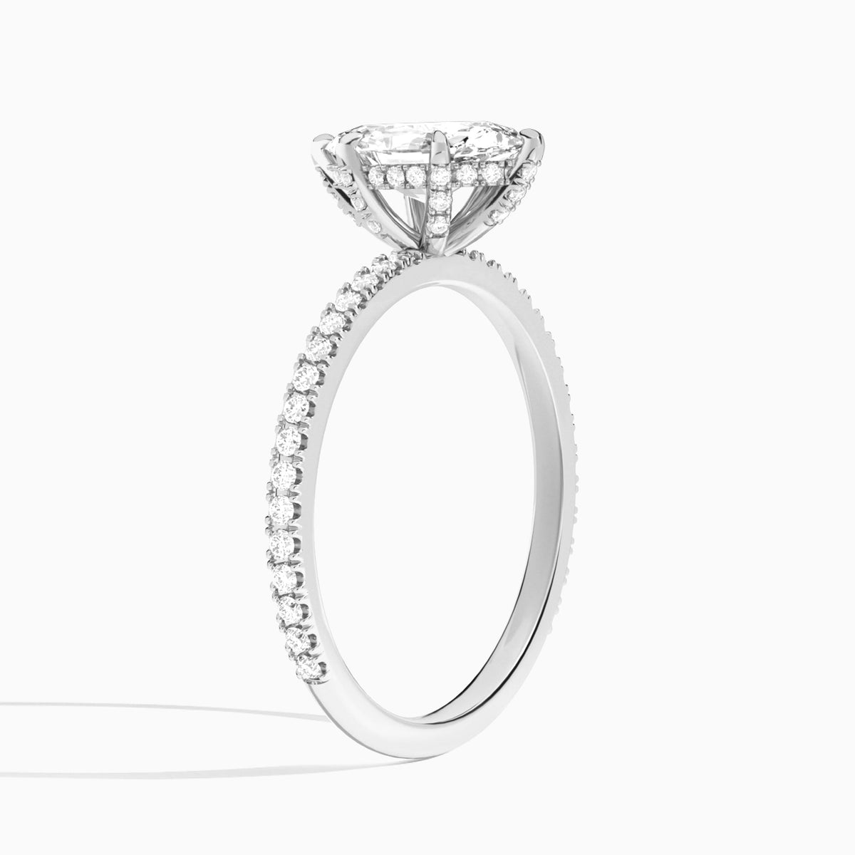 Pear Luxe Valentina Pavé Lab Grown Diamond Engagement Ring In Platinum, Angle View