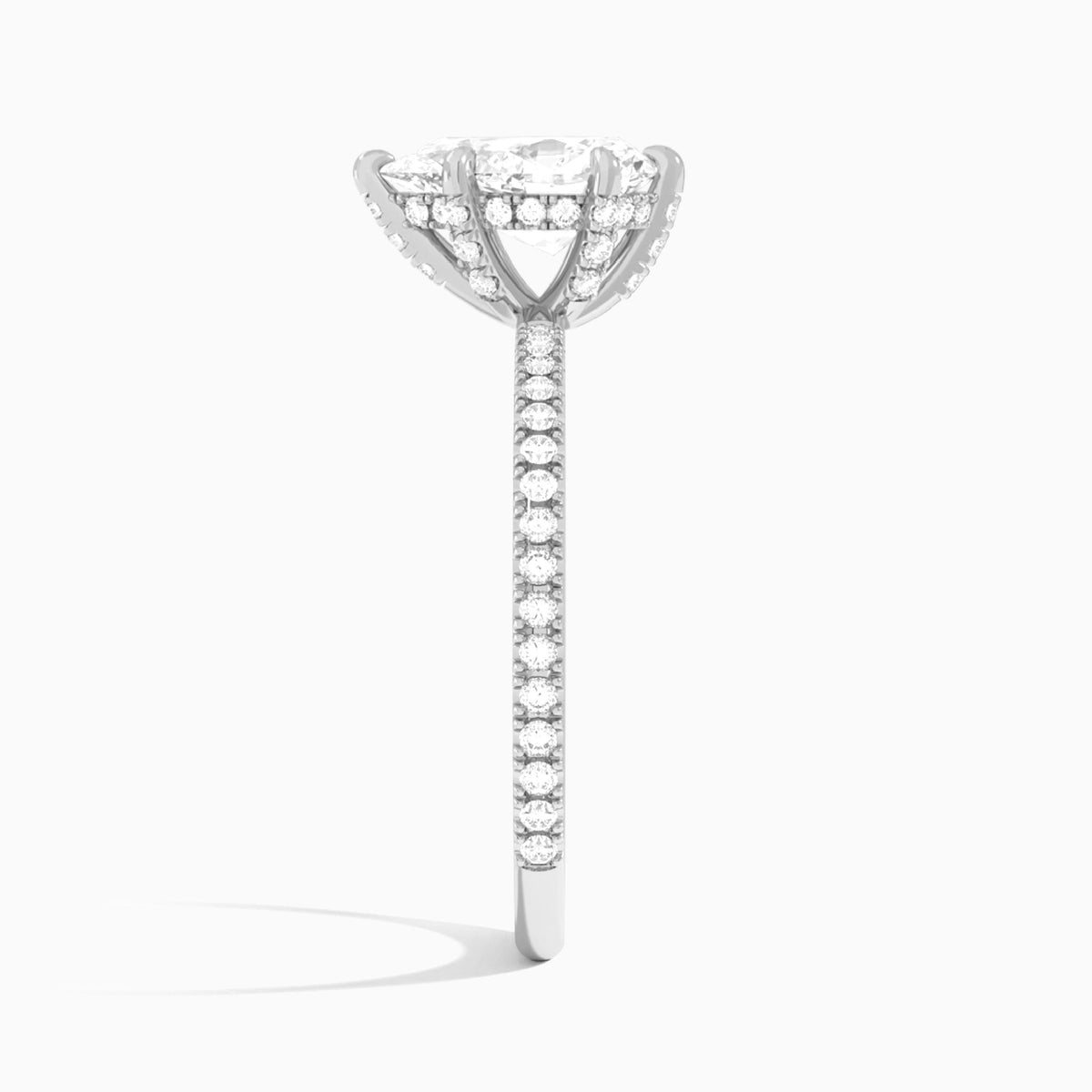 Pear Luxe Valentina Pavé Lab Grown Diamond Engagement Ring In Platinum, Side View