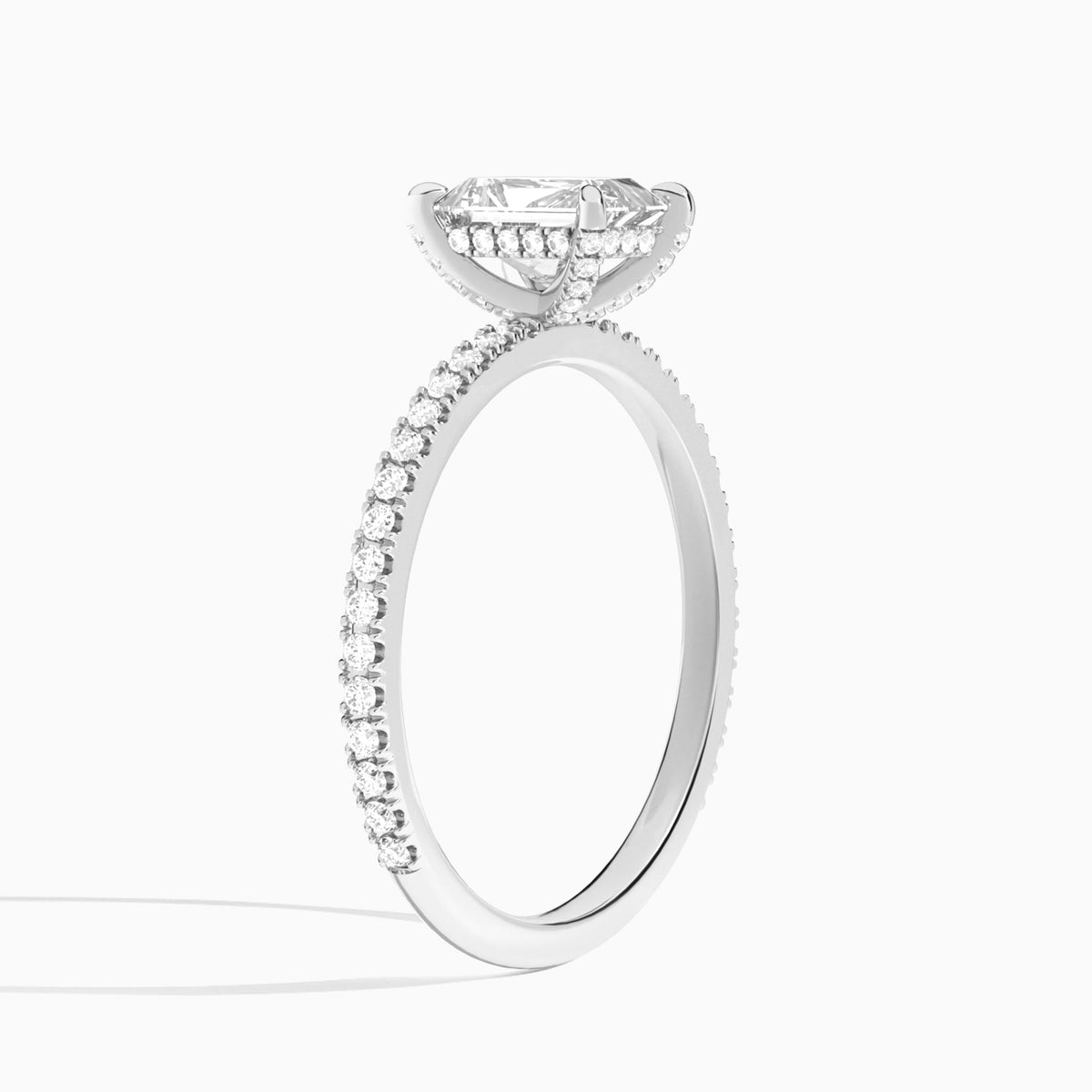 Radiant Luxe Valentina Pavé Lab Grown Diamond Engagement Ring In Platinum, Angle View