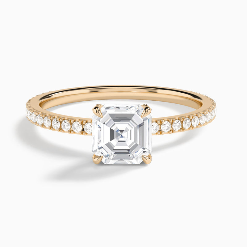Asscher Luxe Valentina Pavé Lab Diamond Engagement Ring In 14K Rose Gold - Lucenjuri