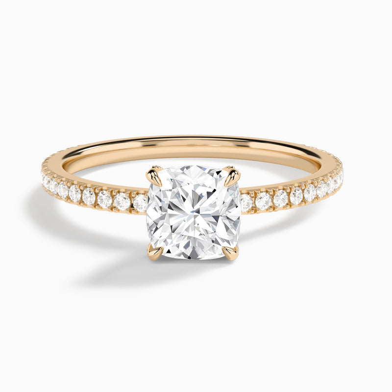 Cushion Luxe Valentina Pavé Lab Diamond Engagement Ring In 14K Rose Gold - Lucenjuri