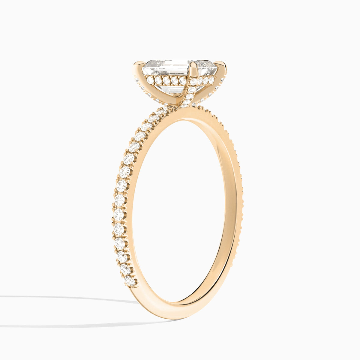 Emerald Luxe Valentina Pavé Lab Diamond Engagement Ring In 14K Rose Gold, Angle View