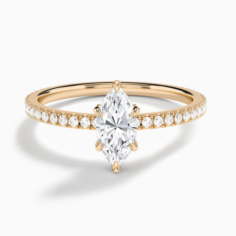 Marquise Luxe Valentina Pavé Lab Diamond Engagement Ring In 14K Rose Gold - Lucenjuri
