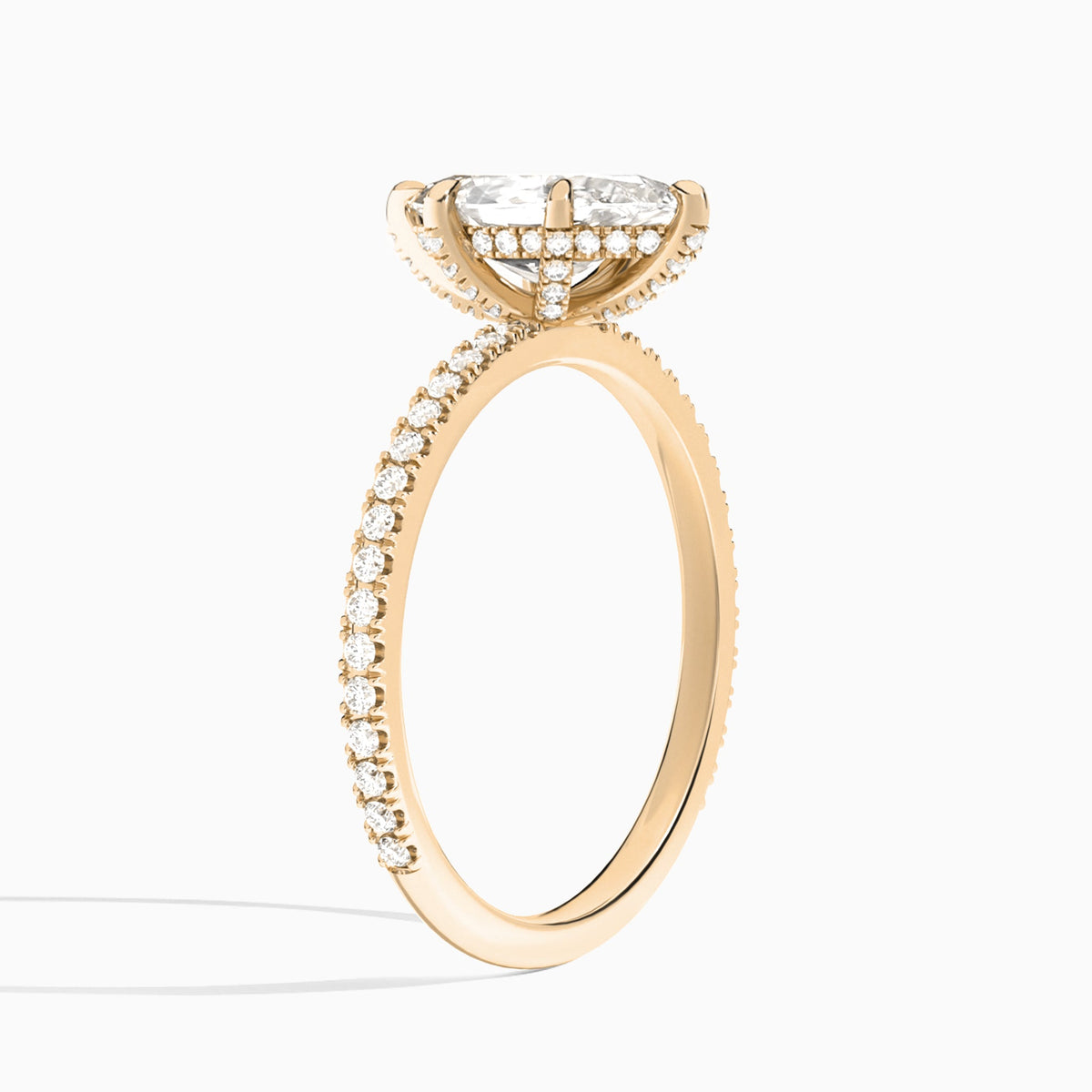 Marquise Luxe Valentina Pavé Lab Diamond Engagement Ring In 14K Rose Gold, Angle View