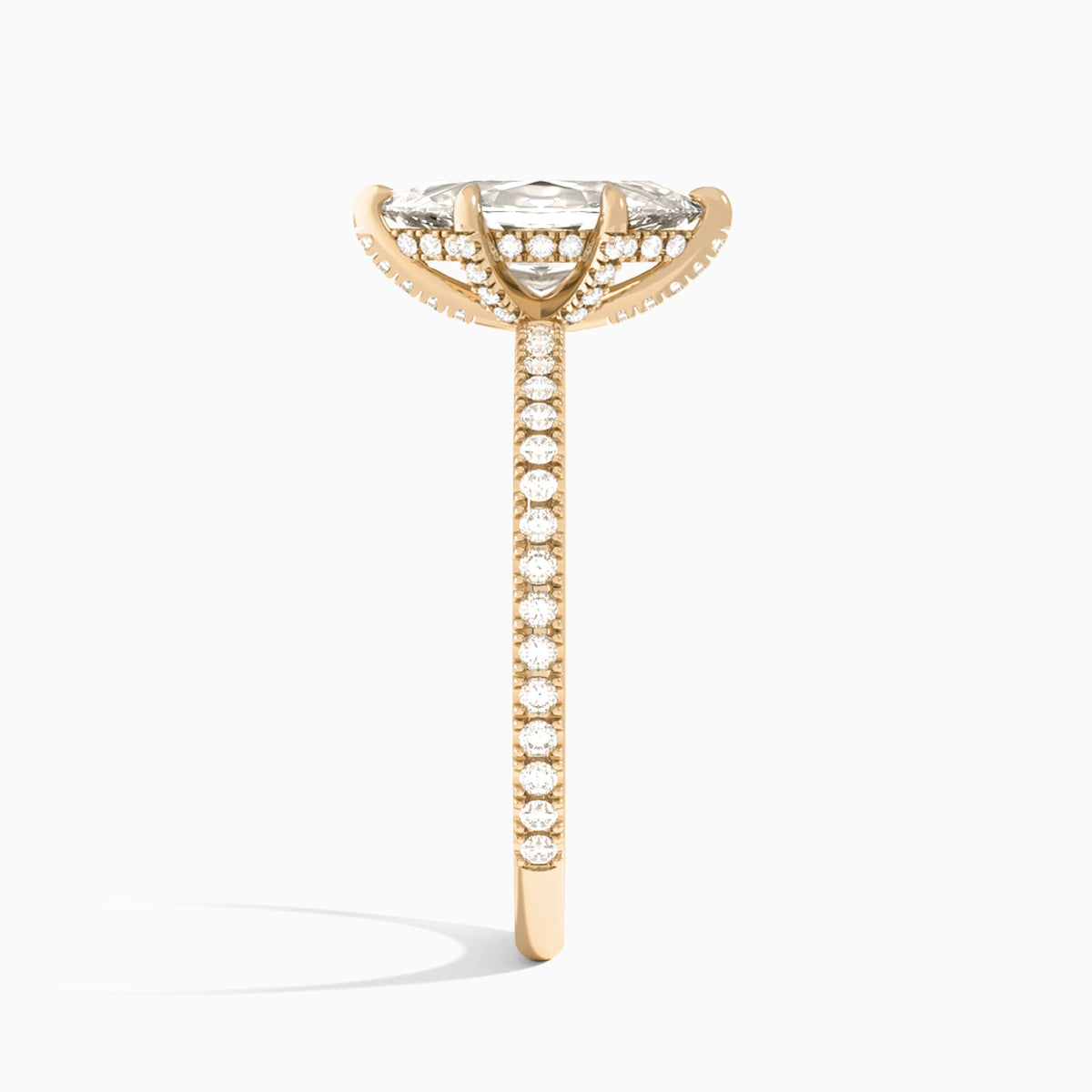 Marquise Luxe Valentina Pavé Lab Diamond Engagement Ring In 14K Rose Gold, Side View