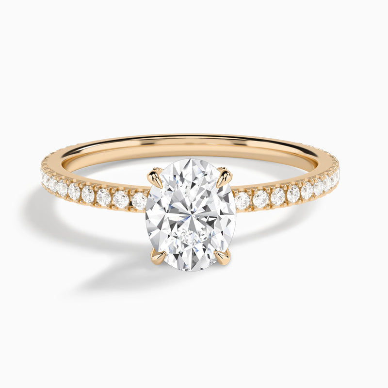 Oval Luxe Valentina Pavé Lab Diamond Engagement Ring In 14K Rose Gold - Lucenjuri