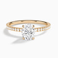 Oval Luxe Valentina Pavé Lab Diamond Engagement Ring In 14K Rose Gold - Lucenjuri