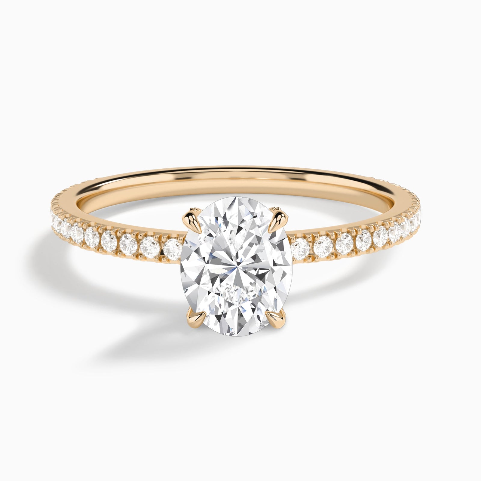 Oval Luxe Valentina Pavé Lab Diamond Engagement Ring In 14K Rose Gold - Lucenjuri