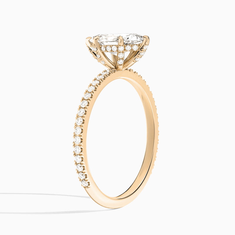 Pear Luxe Valentina Pavé Lab Diamond Engagement Ring In 14K Rose Gold, Angle View