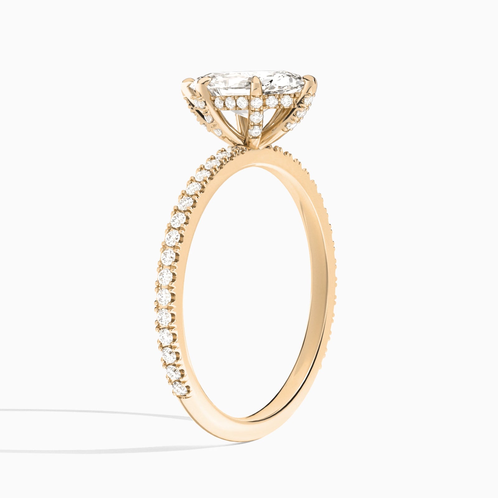 Pear Luxe Valentina Pavé Lab Diamond Engagement Ring In 14K Rose Gold, Angle View