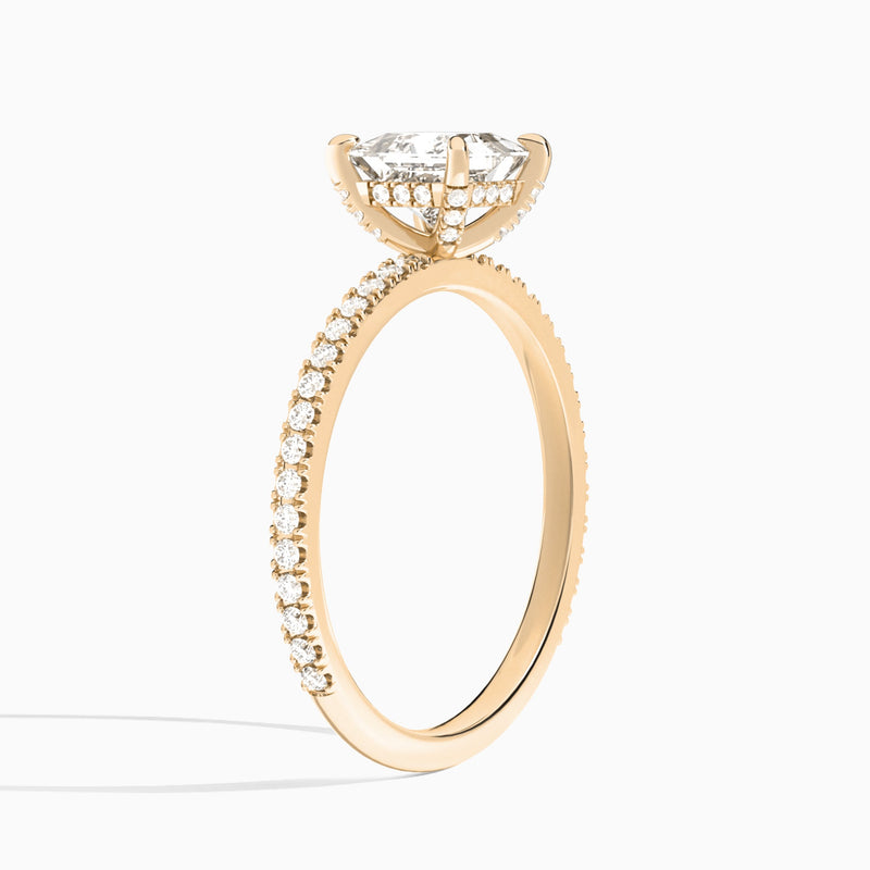 Princess Luxe Valentina Pavé Lab Diamond Engagement Ring In 14K Rose Gold, Angle View