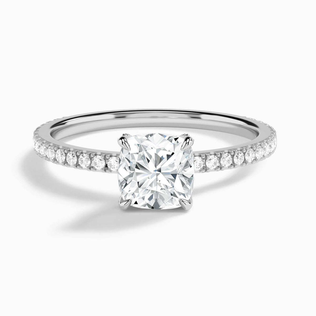 Cushion Luxe Valentina Pavé Lab Diamond Engagement Ring In 14K White Gold - Lucenjuri