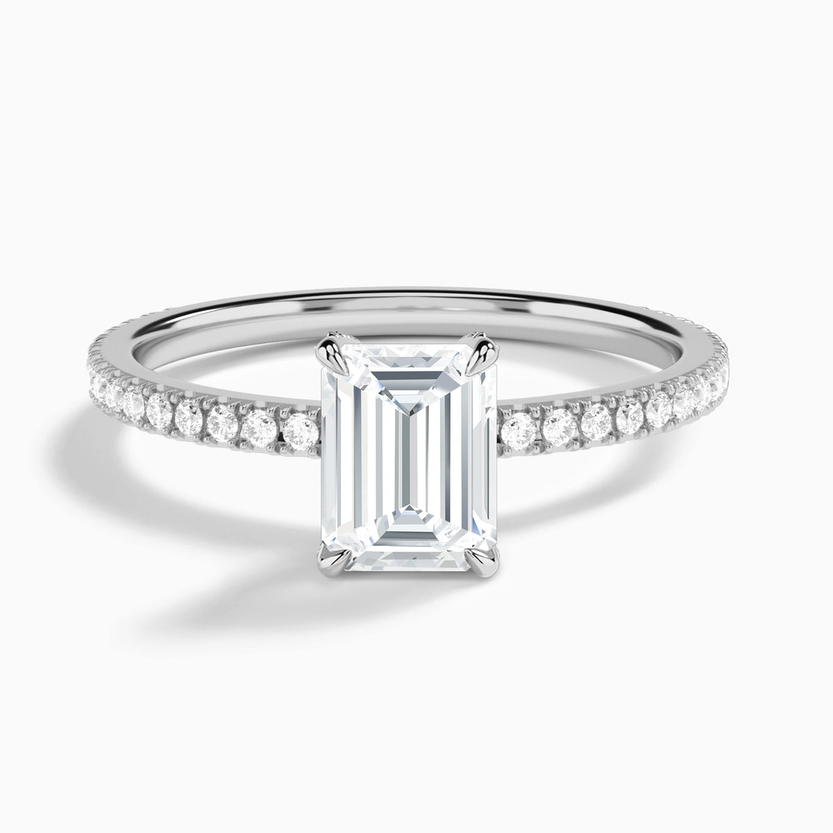 Emerald Luxe Valentina Pavé Lab Diamond Engagement Ring In 14K White Gold - Lucenjuri
