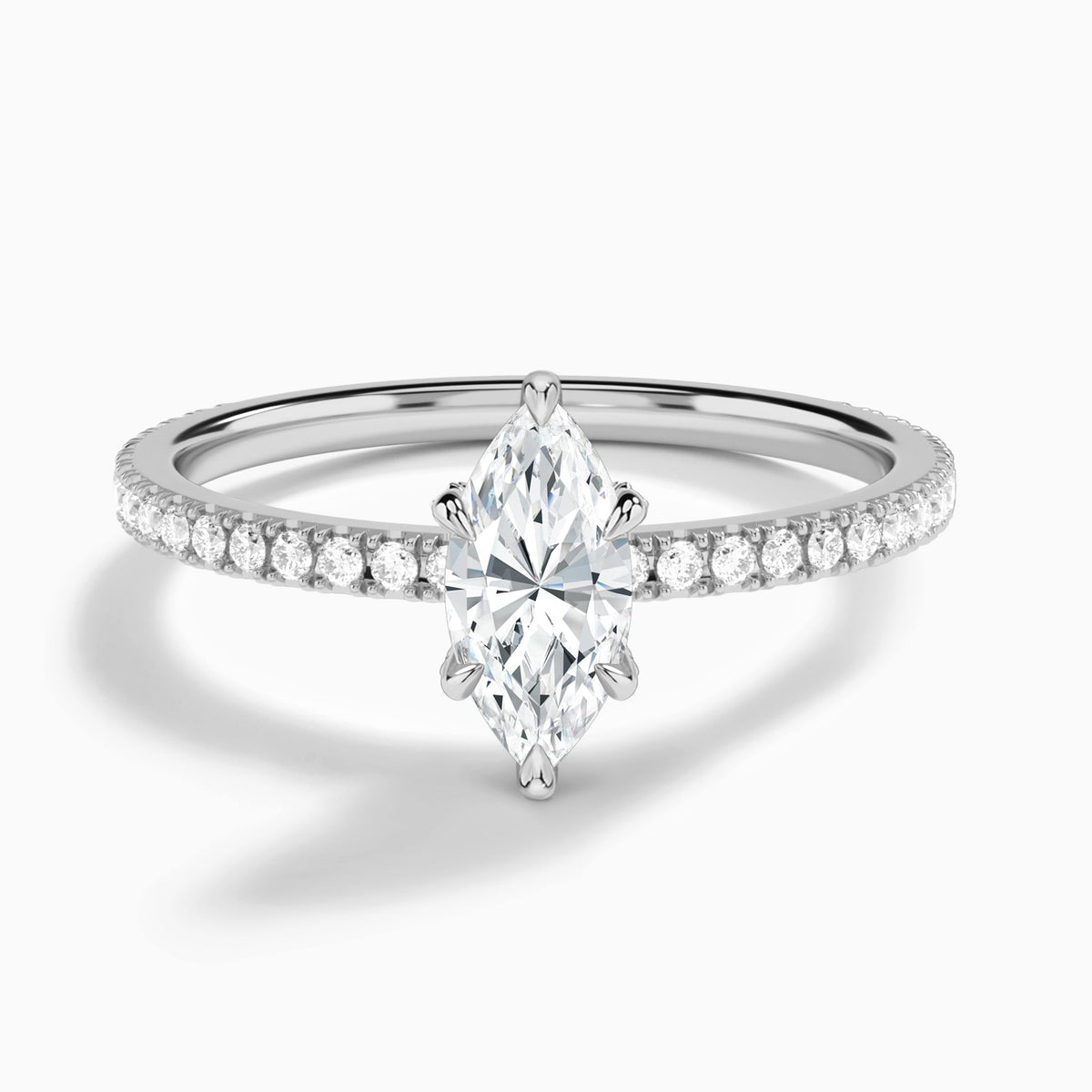 Marquise Luxe Valentina Pavé Lab Diamond Engagement Ring In 18K White Gold - Lucenjuri