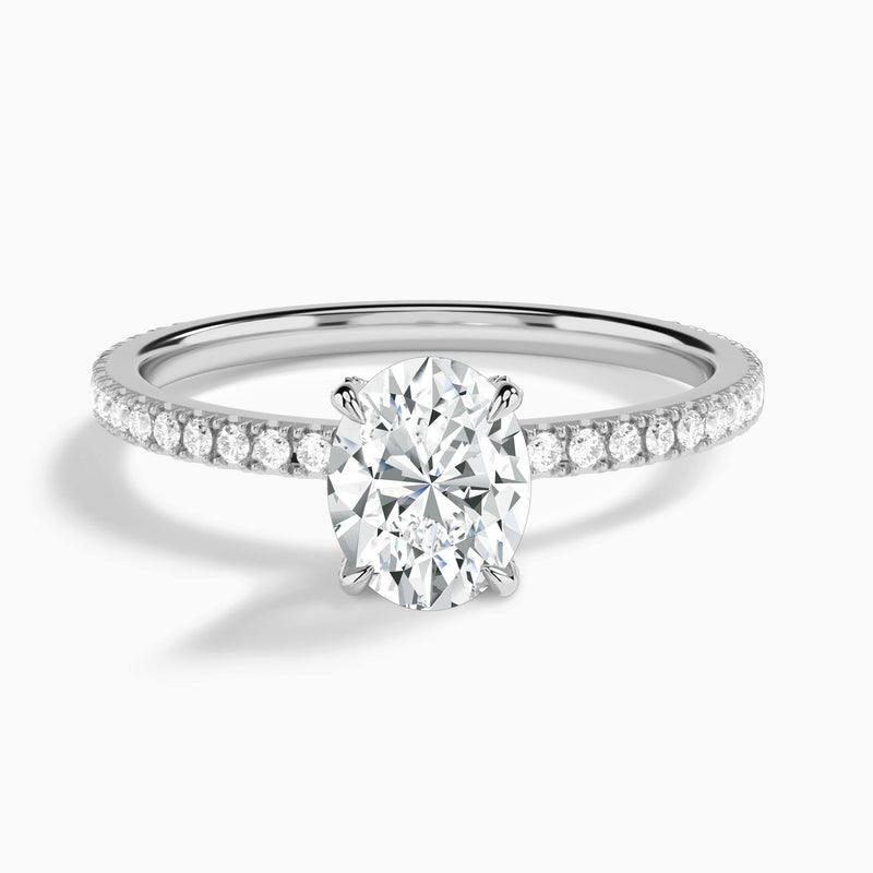 Oval Luxe Valentina Pavé Lab Diamond Engagement Ring In 14K White Gold - Lucenjuri