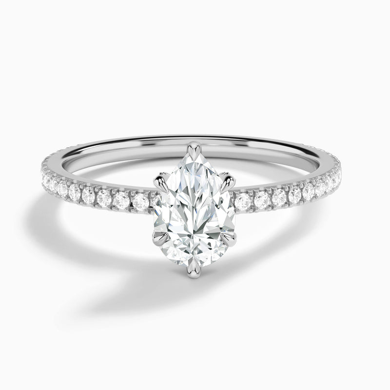 Pear Luxe Valentina Pavé Lab Diamond Engagement Ring In 14K White Gold - Lucenjuri