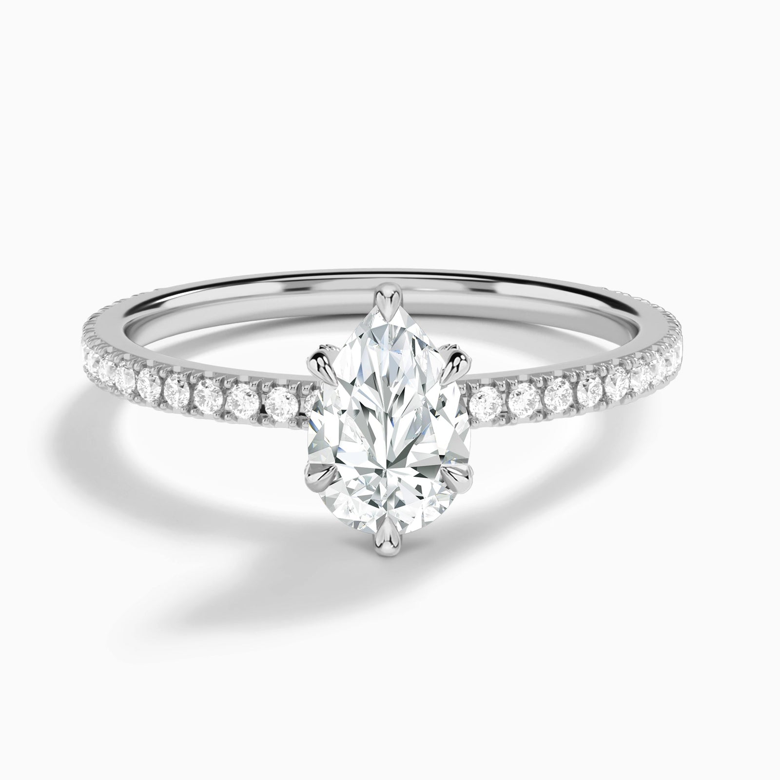 Pear Luxe Valentina Pavé Lab Diamond Engagement Ring In 14K White Gold - Lucenjuri